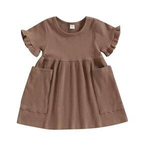 Baby Girl Brown Ribbed w/Pockets Size 6-12M NWT